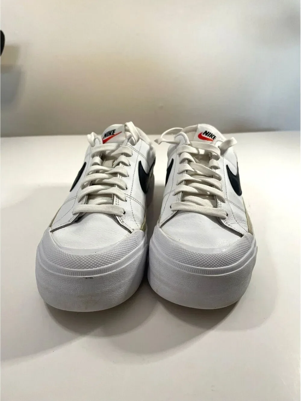 Nike Court Legacy Lift Platform Sneakers White Black Hemp Size 8 Good Used